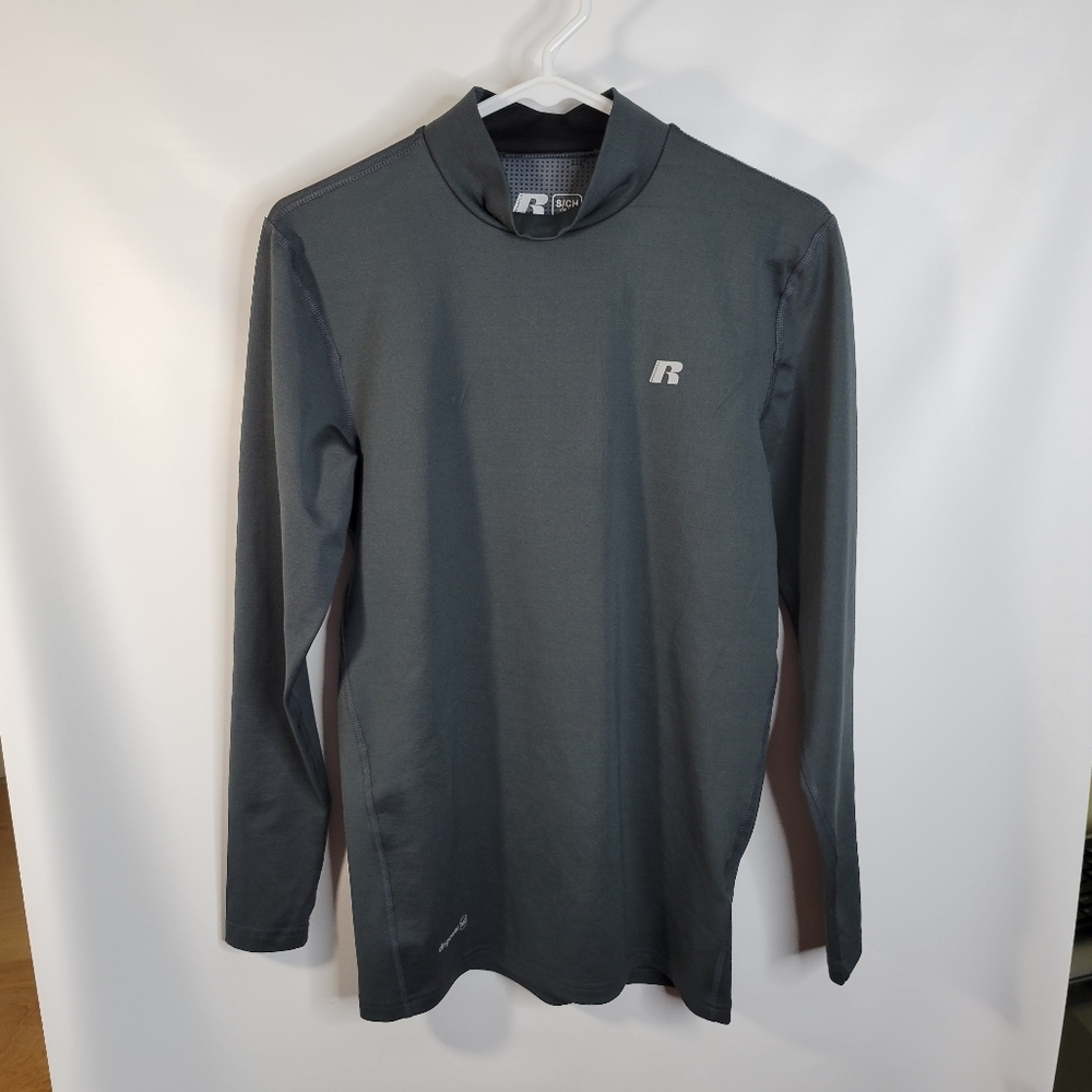 Mens Russel Dri-Power 360 Charcoal Long sleeve Top Size Small (34-36) Mock TN - Picture 2 of 9